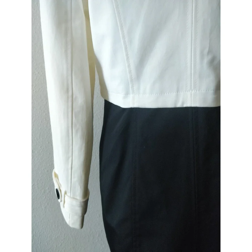 3/$20 Forever 21 Black White Colorblock Peacoat Trench Longline Jacket M - Picture 8 of 13